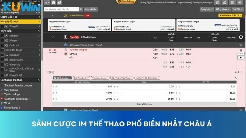 Sảnh cược IM Thể Thao uy tín, phổ biến nhất châu Á